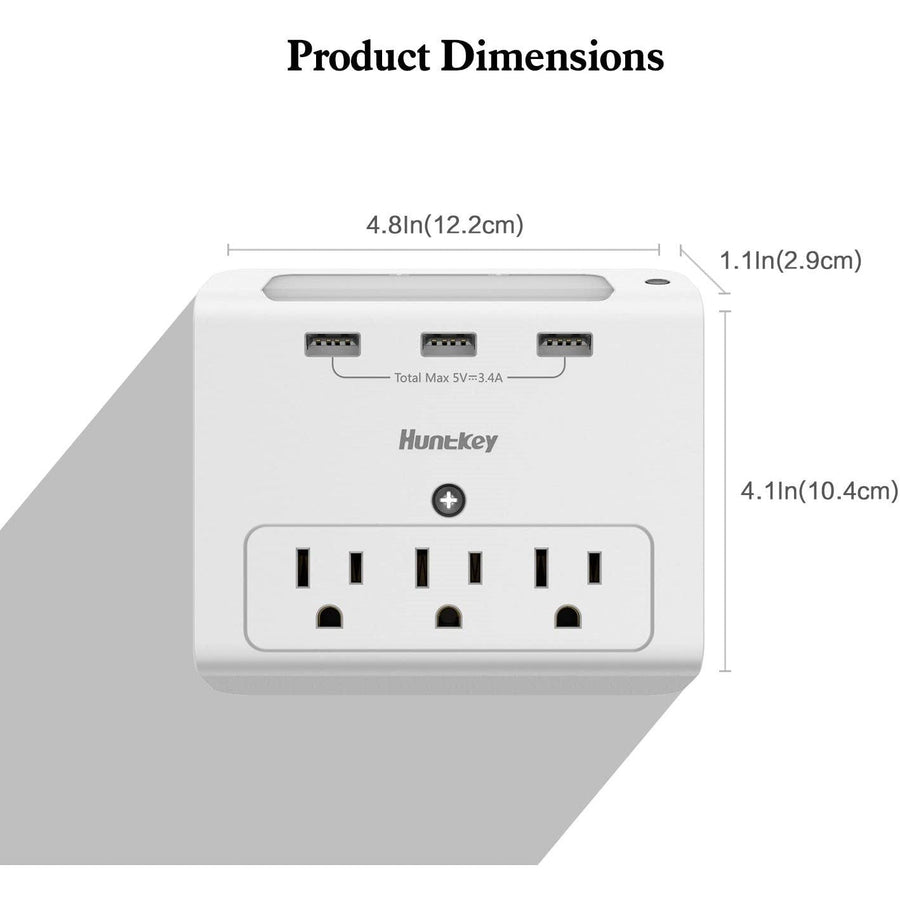 Night Light USB 3-Plug Outlet Adapter Spy Camera 4K UHD WiFi