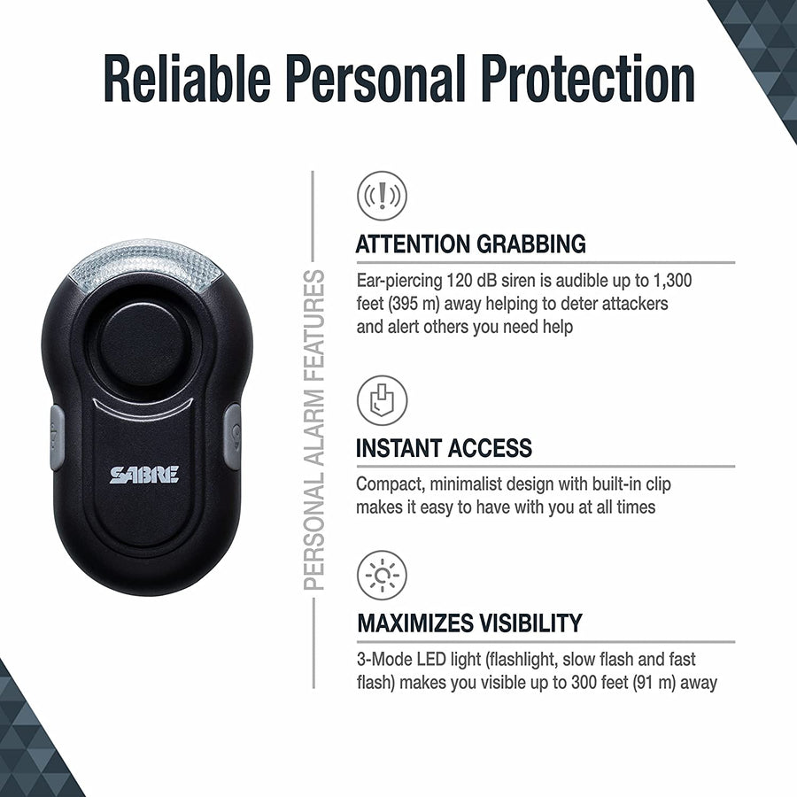 SABRE® Personal LED Clip-on Panic Alarm 120dB