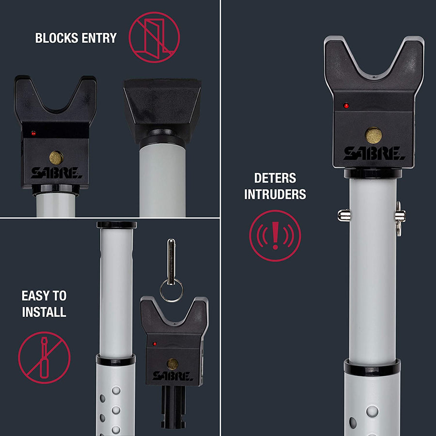 SABRE® Adjustable 2-in-1 Home Security Door Bar w/ 115dB Alarm