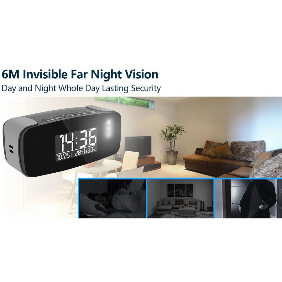 Mini Night Vision Alarm Clock Spy Camera 1080p HD WiFi