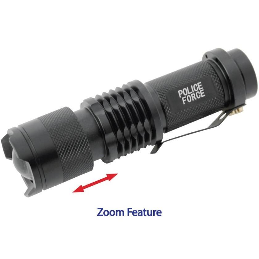 Police Force Tactical 3.5'' Mini Q5 LED Zoom Flashlight 220 Lm