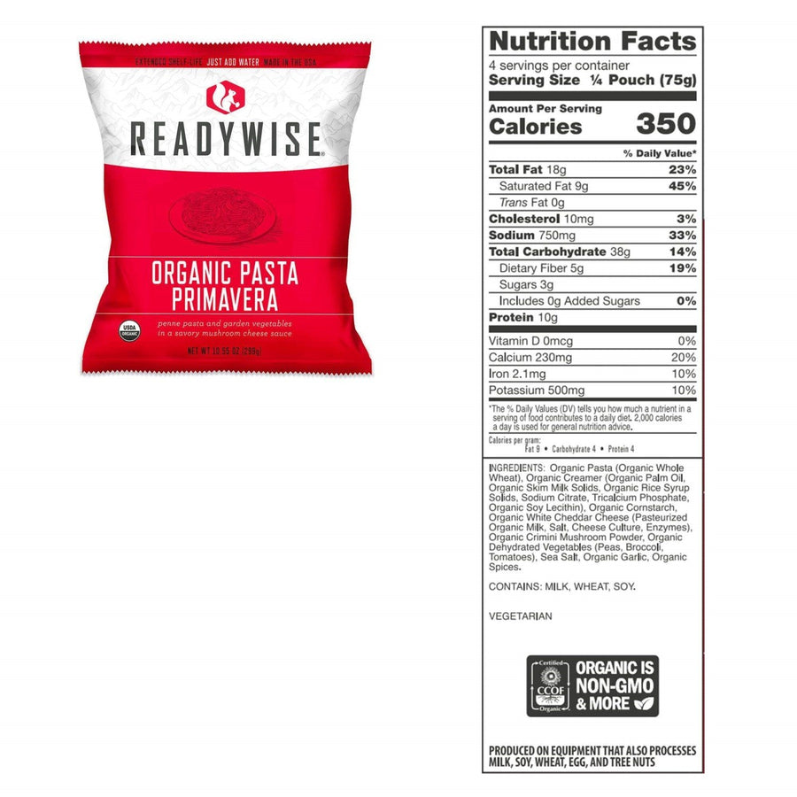 ReadyWise™ 90-Serving Organic Breakfast & Entrée Emergency Food Supply