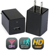 USB Cube Wall Charger Hidden Spy Camera 1080p HD WiFi - Motion Activated Spy Cameras