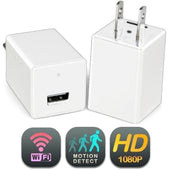 USB Cube Wall Charger Hidden Spy Camera 1080p HD WiFi - Motion Activated Spy Cameras