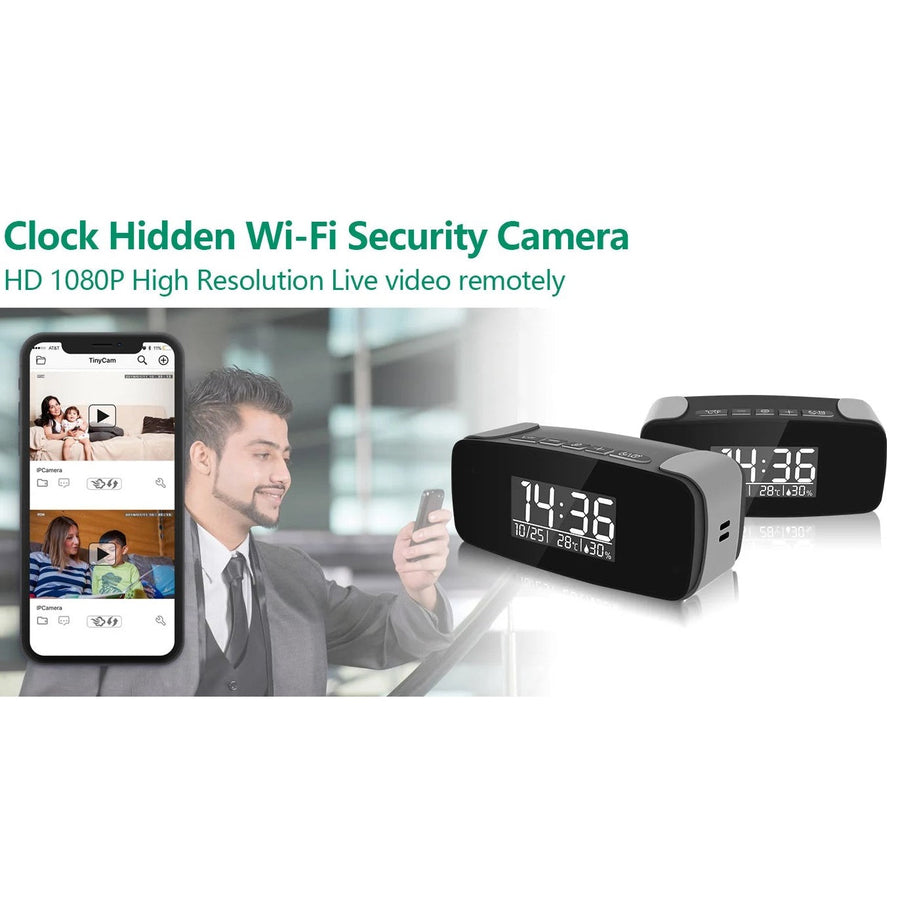 Mini Night Vision Alarm Clock Spy Camera 1080p HD WiFi