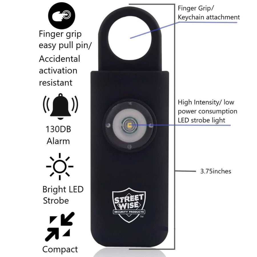 Streetwise™ SOS Pull Pin Keychain Alarm 130dB w/ Strobe Light